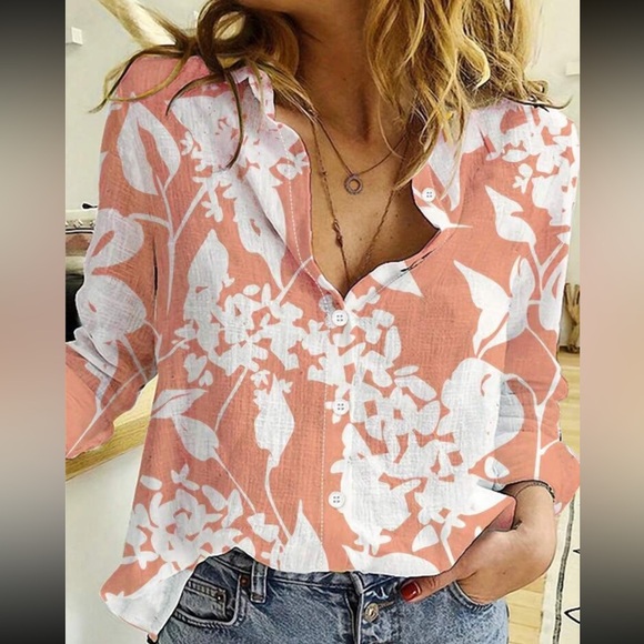 Boho floral print button down shirt - Picture 15 of 16